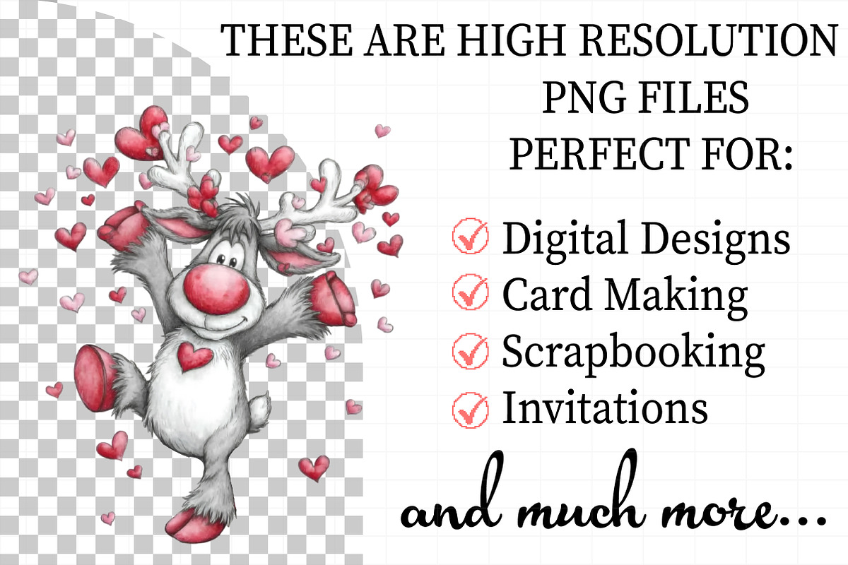 Valentines Day Reindeer Clipart, an Illustration by Daily.Designs (Photo 2 of 5)