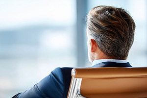 Mature businessman in a suit sitting, a Business Photo by MistyDay