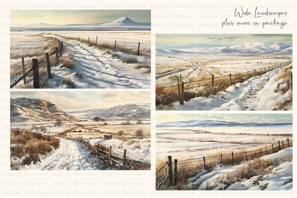 Watercolor Grey Horses & Landscapes, an Animal Illustration by Dazzling Art Boutique (Photo 7 of 11)