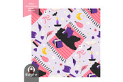 Halloween Reading Cat Seamless, a Pattern Graphic by KisbyArt (Thumbnail 2 of 3)