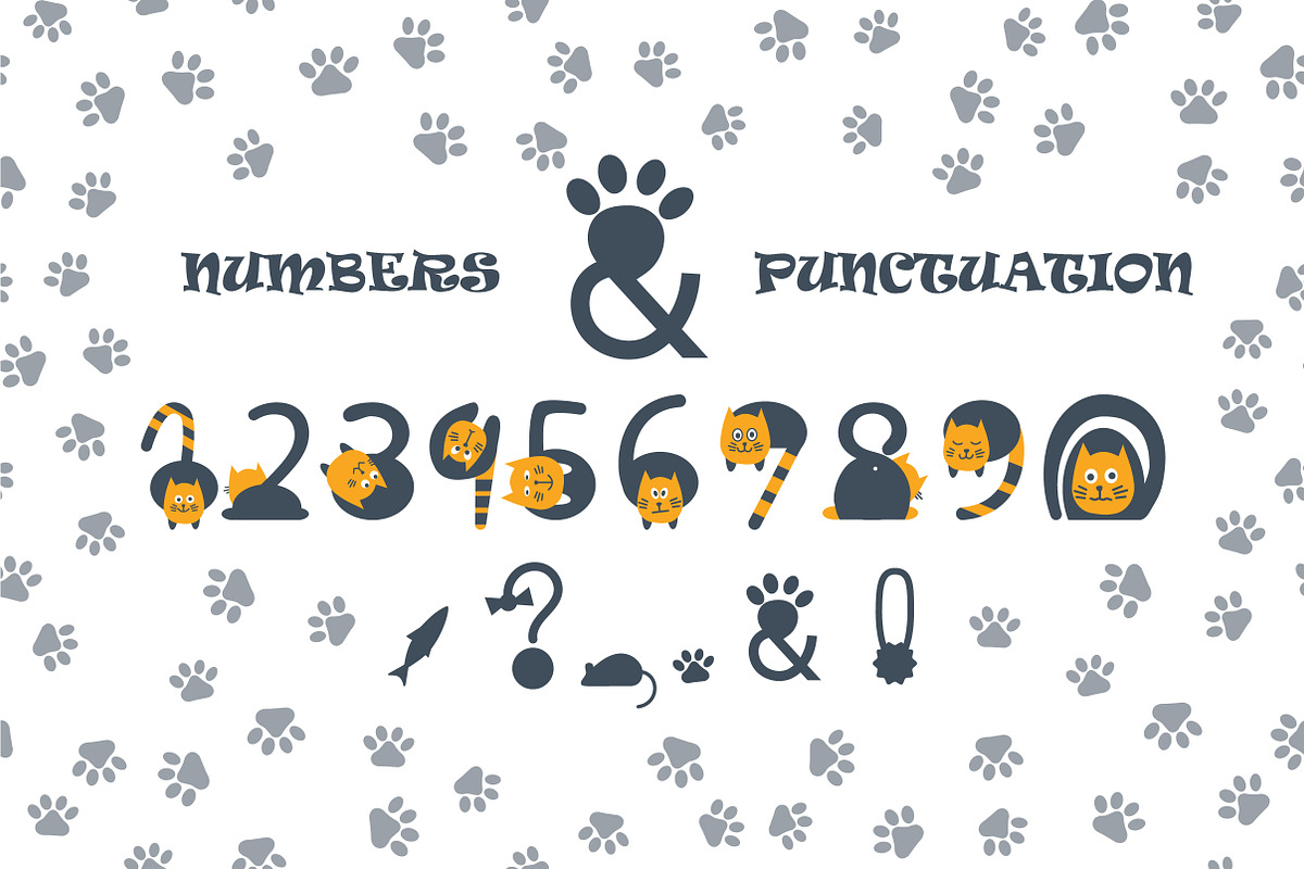 Cats cute OTF color font preview 3