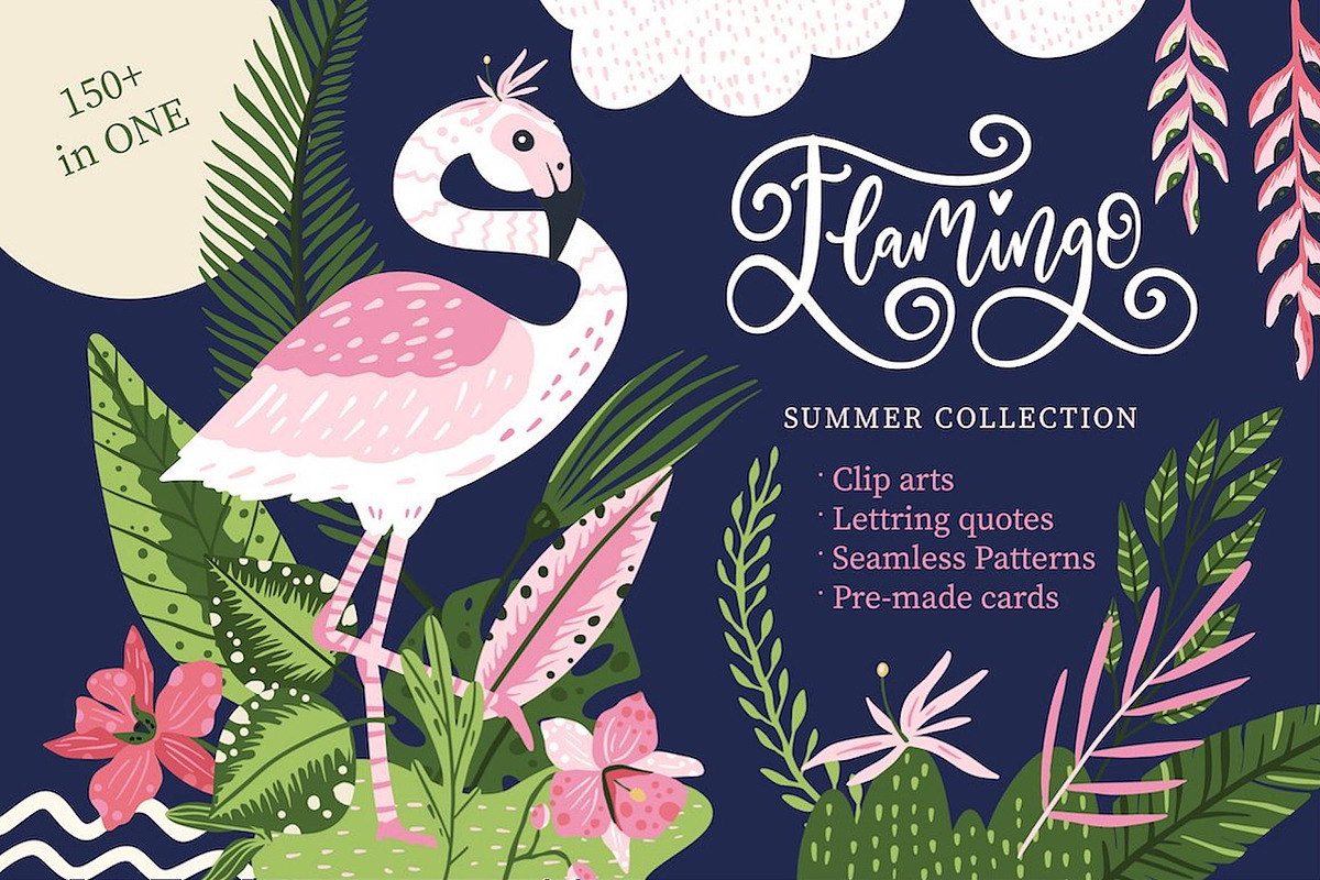 Flamingo Gardens illustration bundle, an Animal Illustration by Red Ink (Photo 1 of 12)