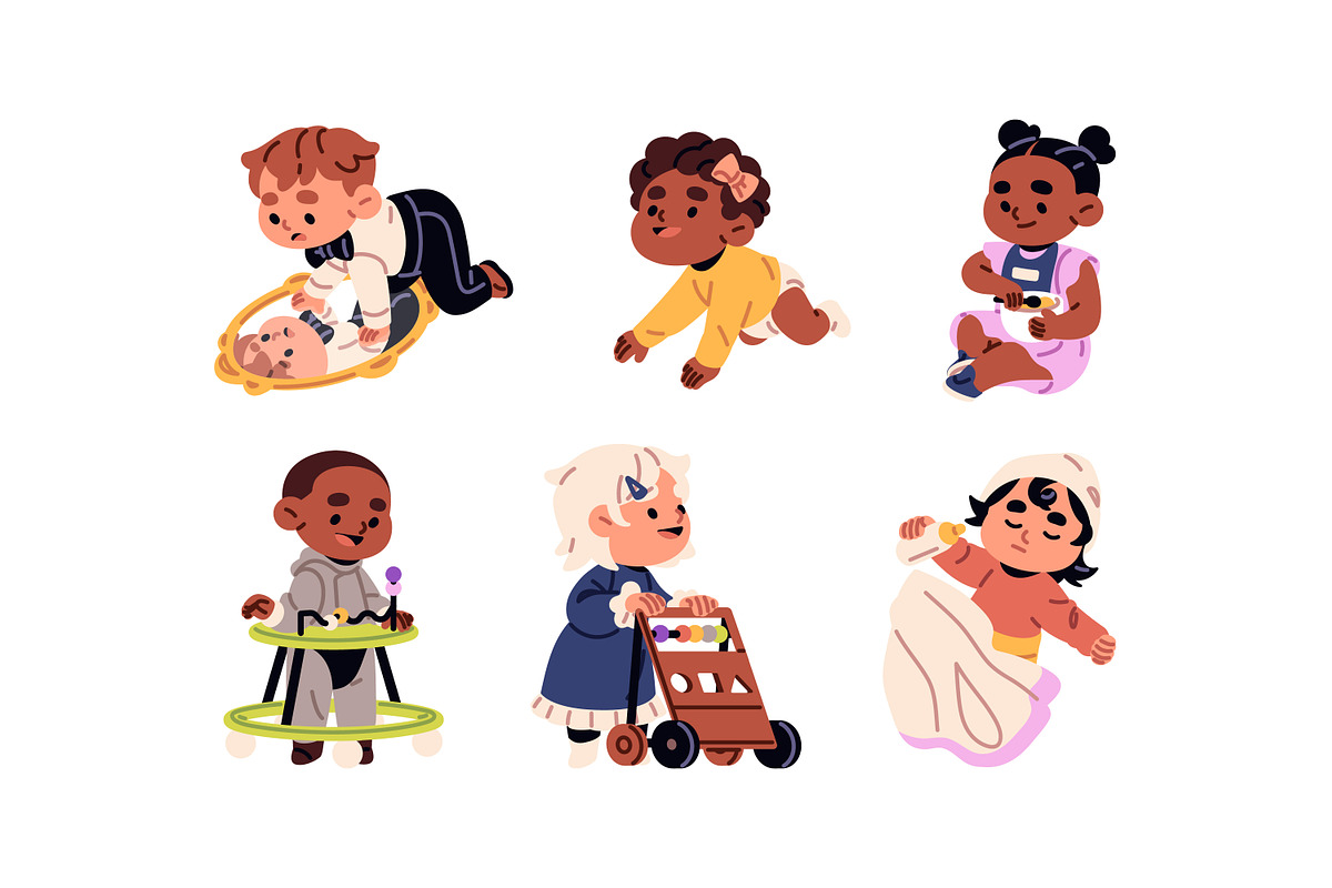 Cute babies life set + pattern, a Person Illustration by PaperTrident (Photo 2 of 5)