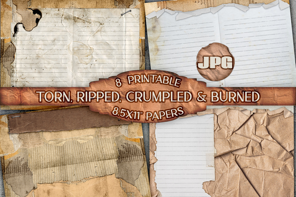 Vintage Grunge Junk Journal Papers, a Texture Illustration by AlexandHer Digital Art (Photo 1 of 7)