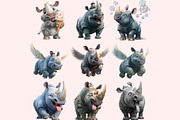 Funny Rhino Clipart PNG Bundle, a Graphic by M9 Design (Thumbnail 7 of 10)