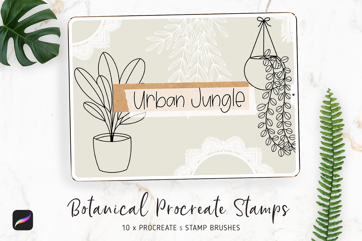 10 Urban Jungle Procreate Stamps, a Brush Add-On by Oh Mia Studio (Photo 1 of 2)