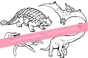 4 in 1 Dinosaur Vector Artline