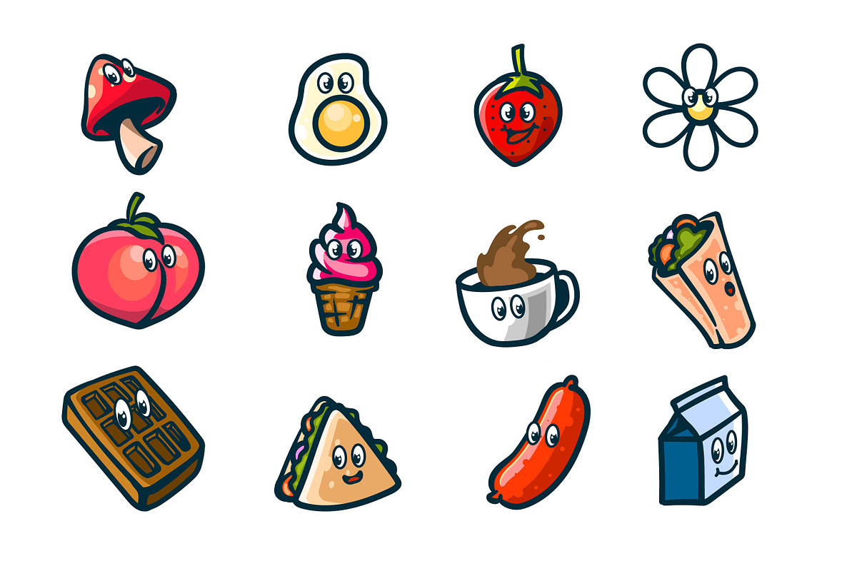 CUTE FOOD ICONS SET, a Food Illustration by grindstudio (Photo 8 of 8)