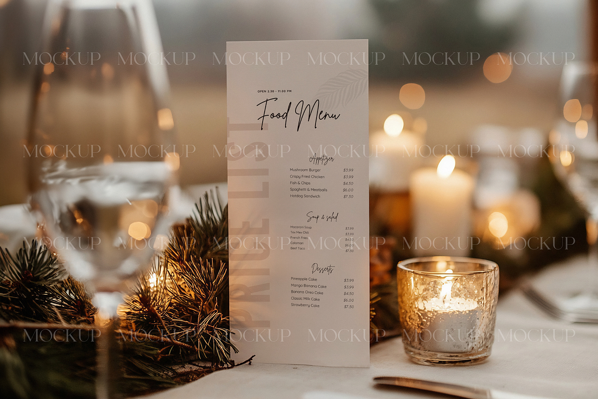 Card Menu Mockup, 4x9 Menu Mock, a Product Mockup by TatiMockup (Photo 2 of 4)