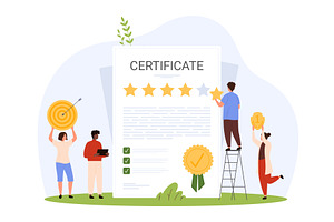 Quality certificate, online feedback, an Object Illustration by Flashvector