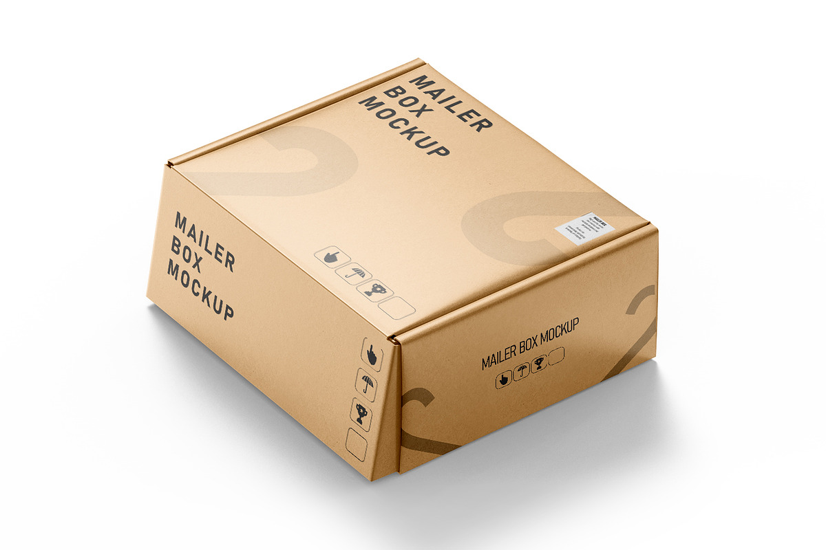 Square Kraft Mailer Box Mockup Set, a Packaging Mockup by pixelmock (Photo 17 of 19)