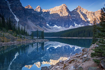 Moraine lake in banff canada stock photo containing water and forest, a Nature Photo by Always Wanderlust