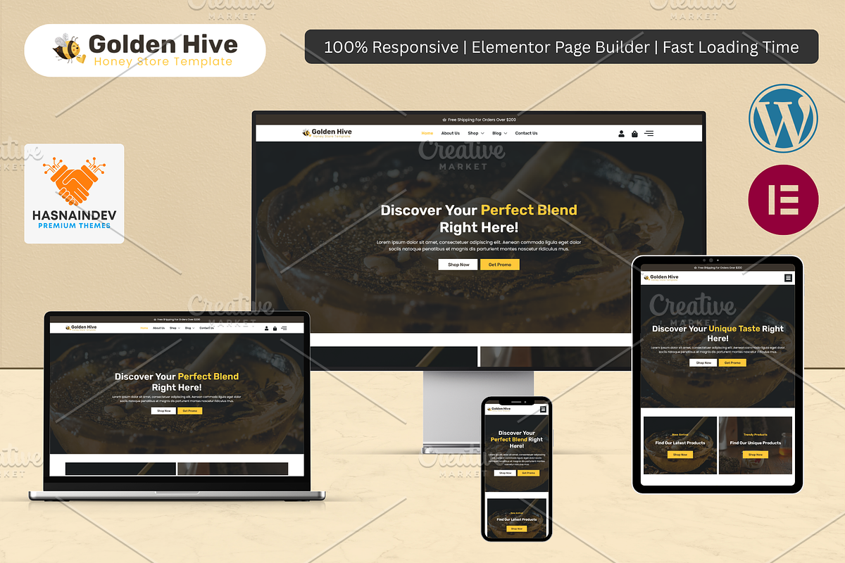 Honey, Herbal Tea & Coffee Store, a WordPress Template by HasnainDEV (Photo 1 of 5)