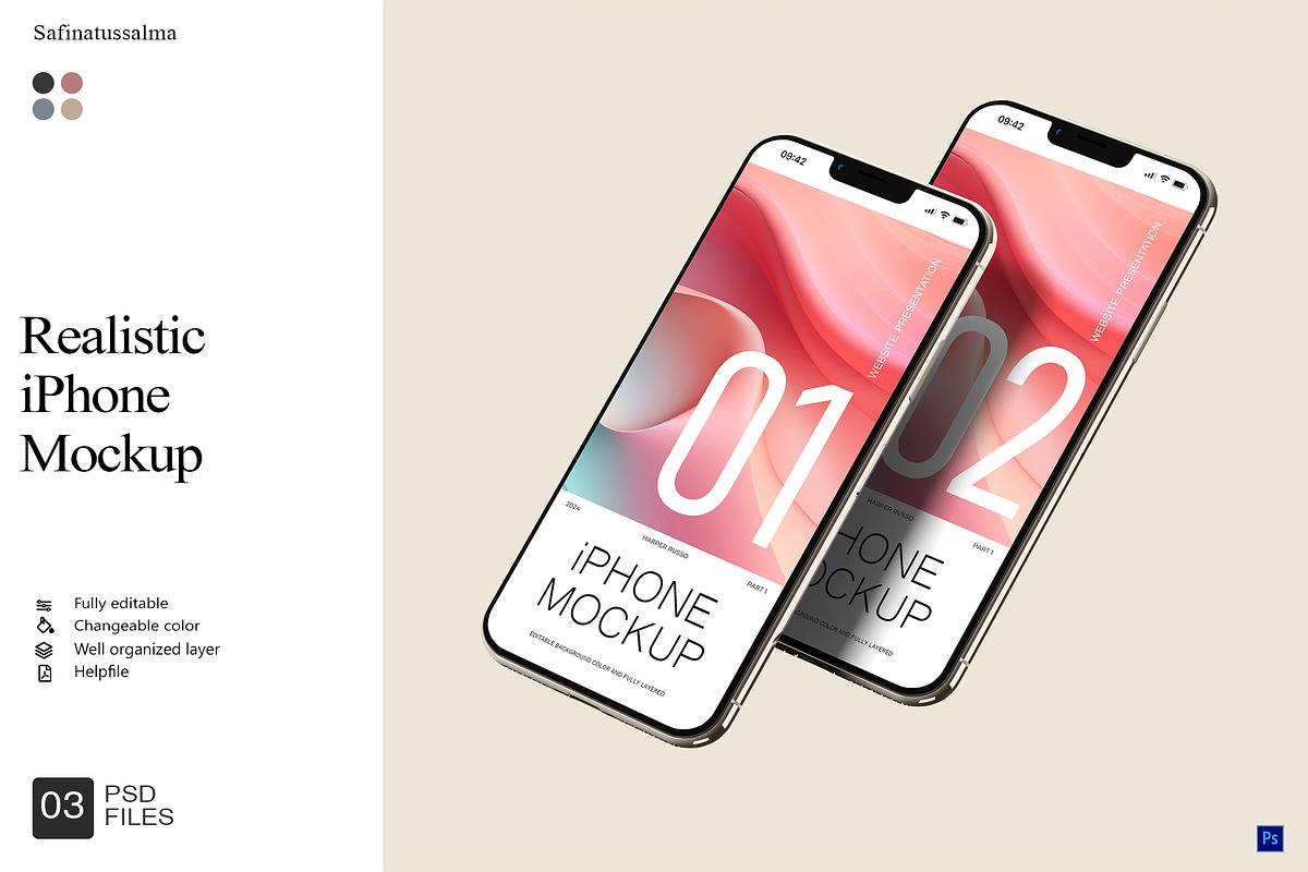 Realistic iPhone Mockup, a Device Mockup by Sweetdady (Photo 1 of 4)