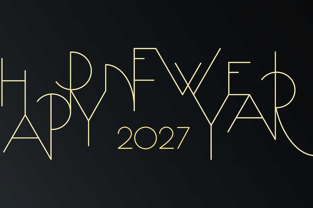 2027 Happy New Year golden connected, a Seasonal Illustration by sceptical cactus (Photo 2 of 3)
