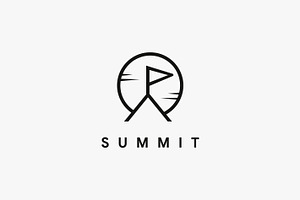 Simple Peak Summit And Sun Logo