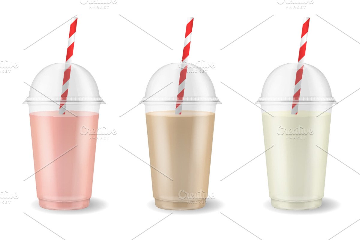 Plastic disposable cup. Vector set., a Food Illustration by Gomolach (Photo 3 of 5)