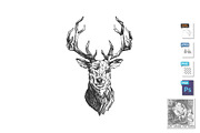 Engraving deer in polygonal style, an Animal Illustration by CatMadePattern (Thumbnail 1 of 2)