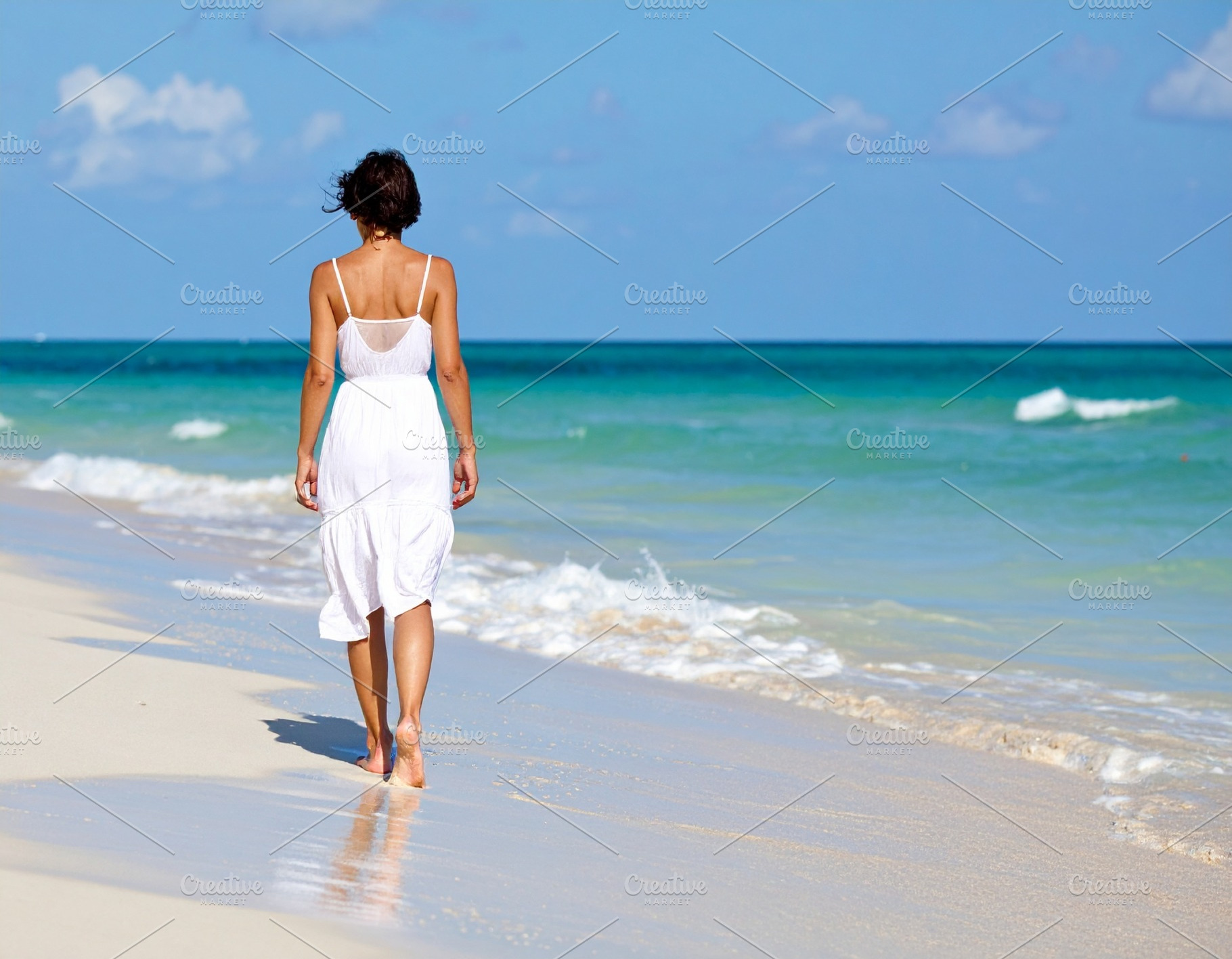 beautiful young woman on the beach, AI generated, a Photo by WorldOfPhotos
