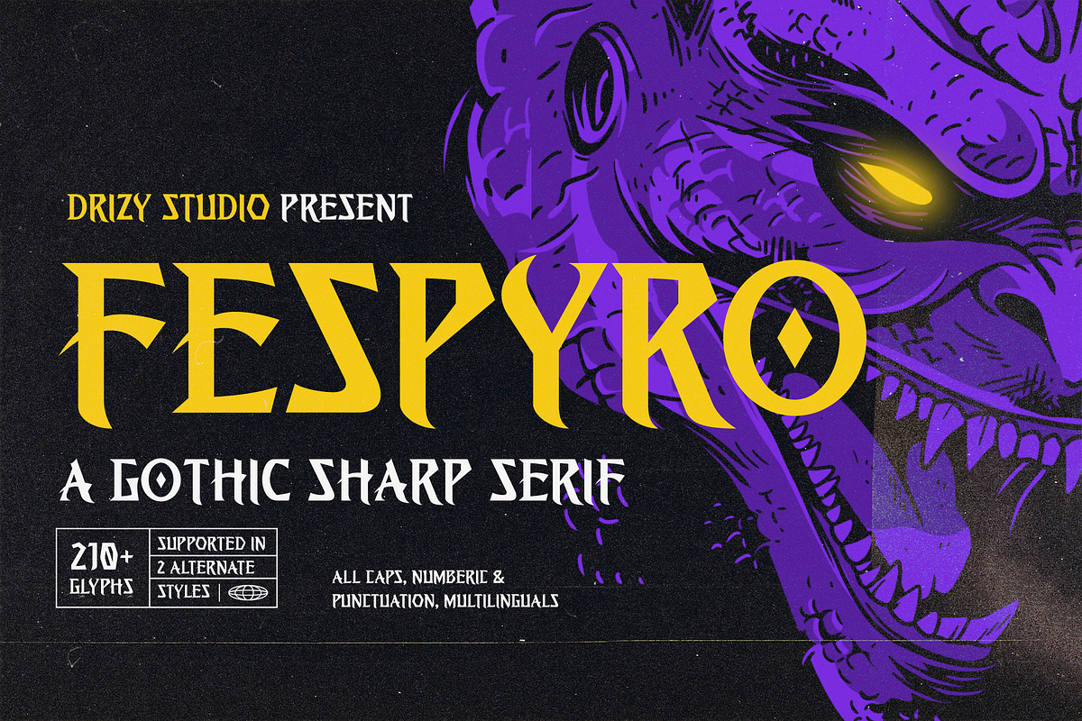 Fespyro - Gothic Sharp Serif Font, a Serif Font by Drizy (Photo 1 of 10)