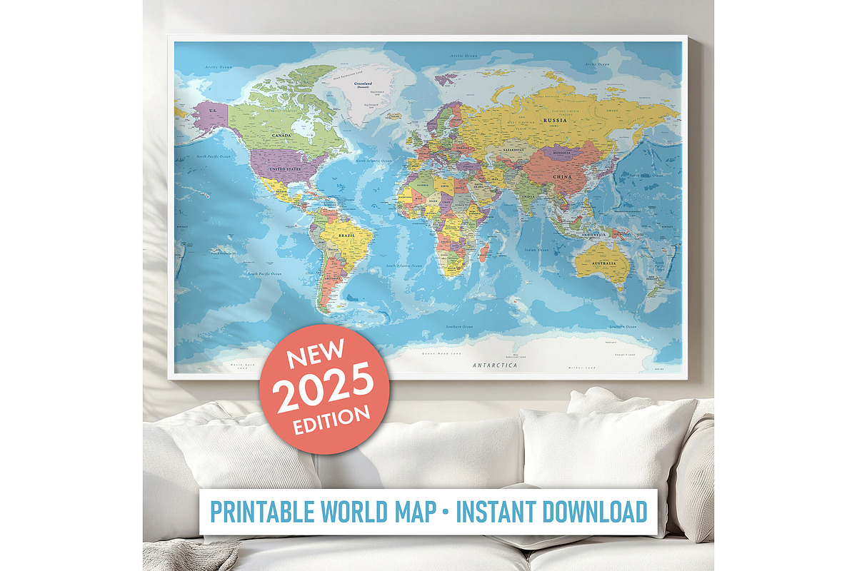 Vector World Map - Large&Detailed, a Decorative Illustration by PorcuPen Works (Photo 6 of 9)