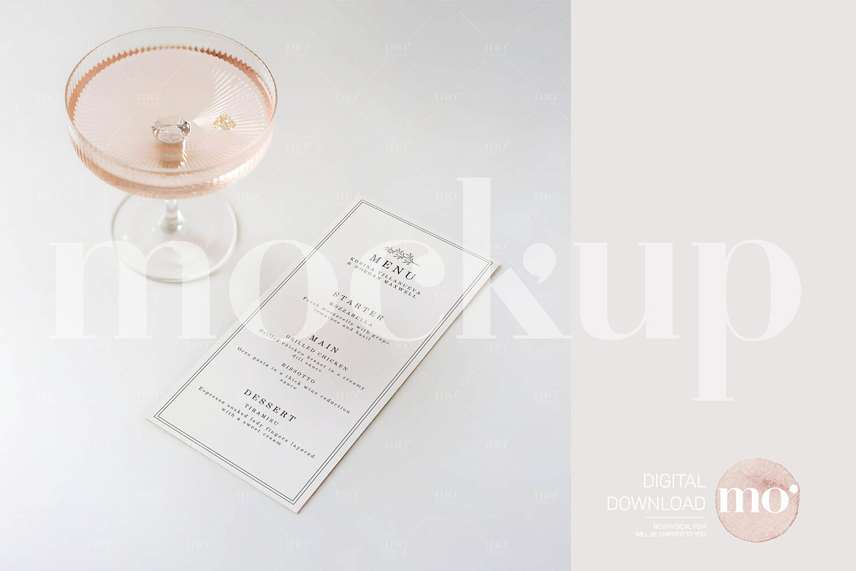 4x9 Wedding Menu Mockup, a Product Mockup by MoMockups (Photo 2 of 5)