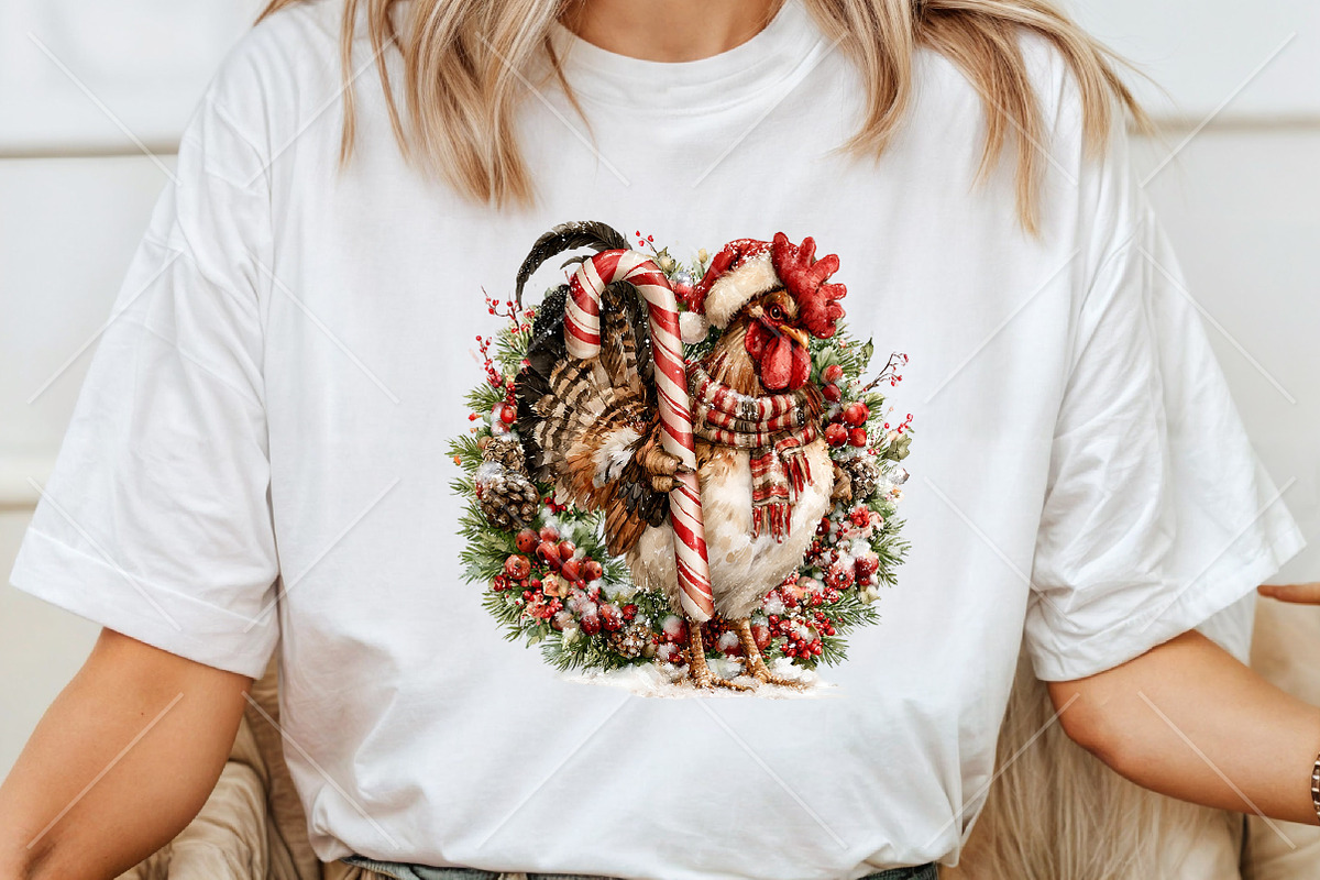 Whimsical Christmas Chicken Clipart, a Seasonal Illustration by Canvas Craft (Photo 6 of 10)