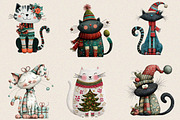 Whimsical Christmas Cat Clipart Bund, an Illustration by SVGArt (Thumbnail 7 of 8)