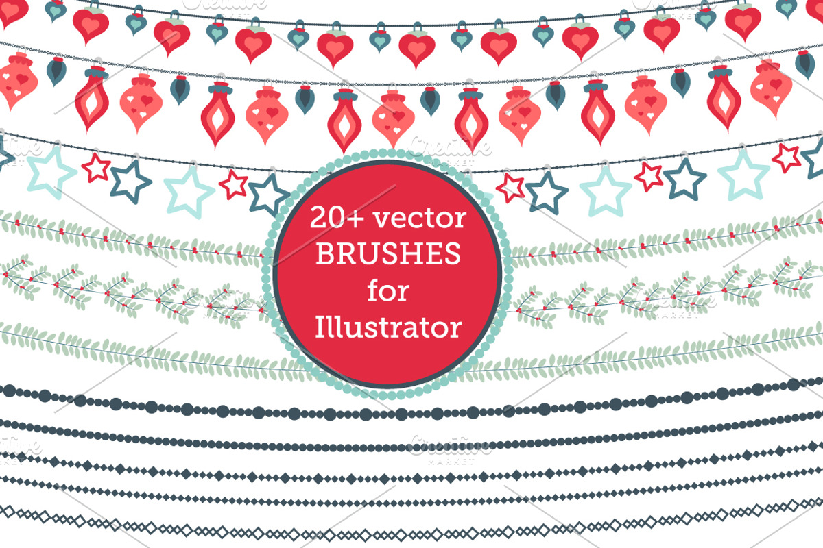 Christmas vector brushes & pattern, a Brush Add-On by MM Studio (Photo 4 of 7)