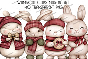 Whimsical Christmas Rabbit Clipart, an Illustration by DreamArtGraphic (Thumbnail 1 of 5)