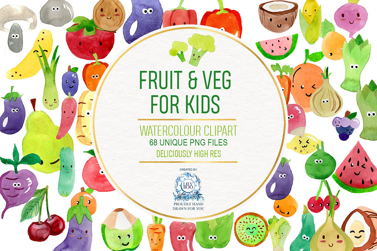 68 Fruit and Veg With Faces Bundle, a Healthcare Illustration by LilyBoo Clipart (Photo 1 of 4)