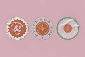 Three Round Sticker Mockup