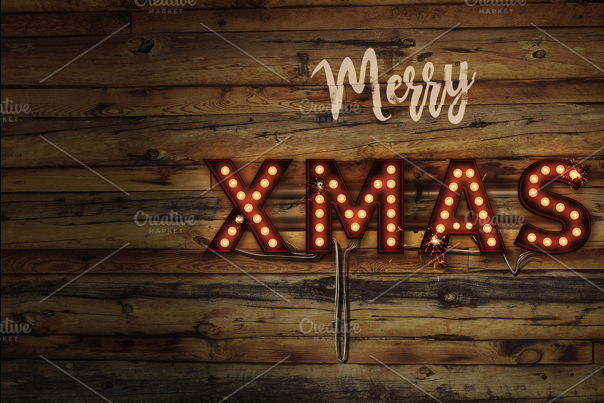 LightBulb Merry Christmas Signs, an Illustration by Solid Pixel (Photo 8 of 15)