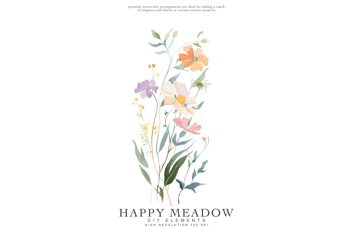 Watercolor Meadow Flower Clipart Set, a Decorative Illustration by Patishop Art (Photo 3 of 6)