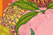 Peach, Chrysanthemum and Dragonfly, a Pattern Graphic by NayaChu (Thumbnail 8 of 9)