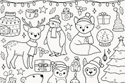Christmas Animals Outline SVG, a Seasonal Illustration by TitaLivingArt (Thumbnail 2 of 9)