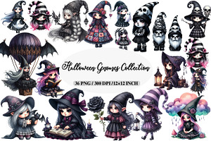 Gothic Girl Gnomes Clipart, an Illustration by Daily.Designs