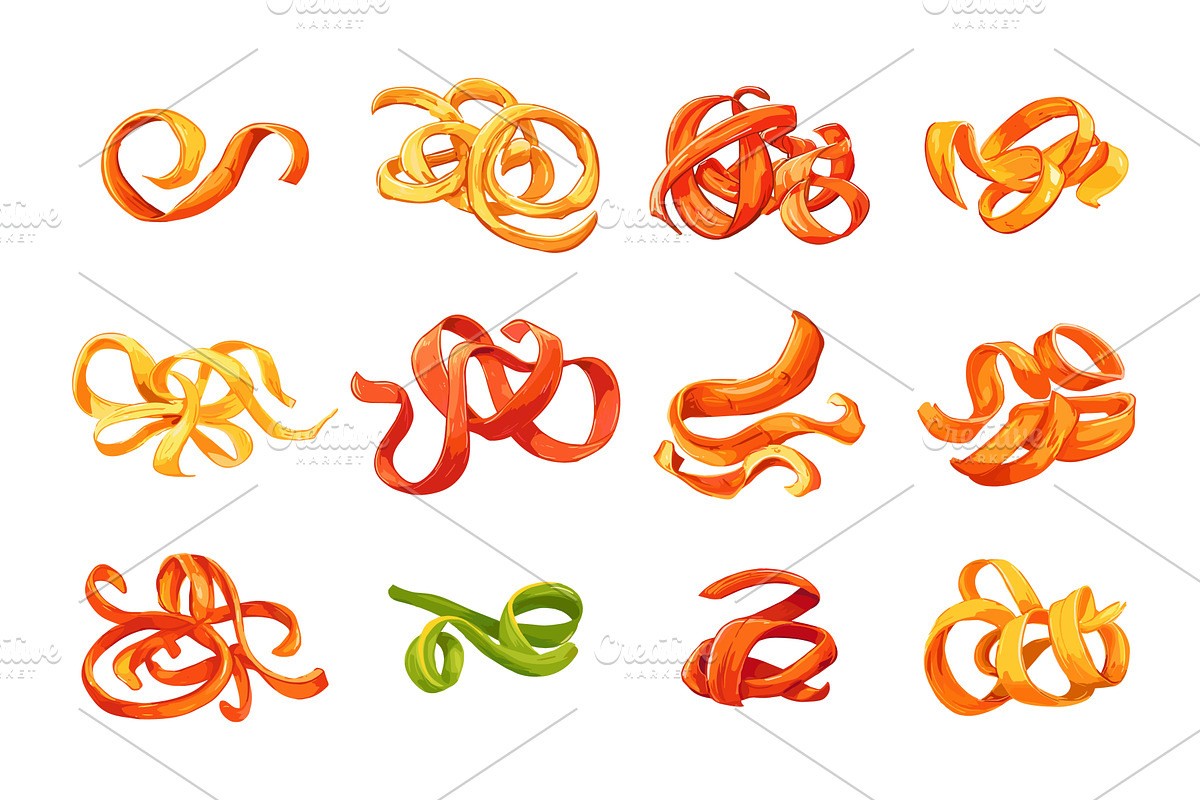 Cartoon vegetables peels. Bright, an Object Illustration by Valerie Bodnar