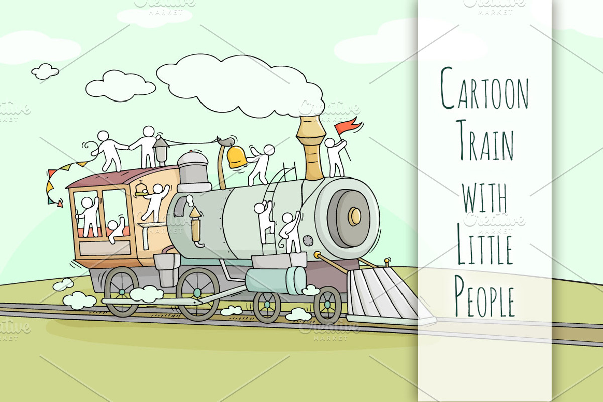Cartoon train with little People, a Person Illustration by Sapunkele (Photo 1 of 2)