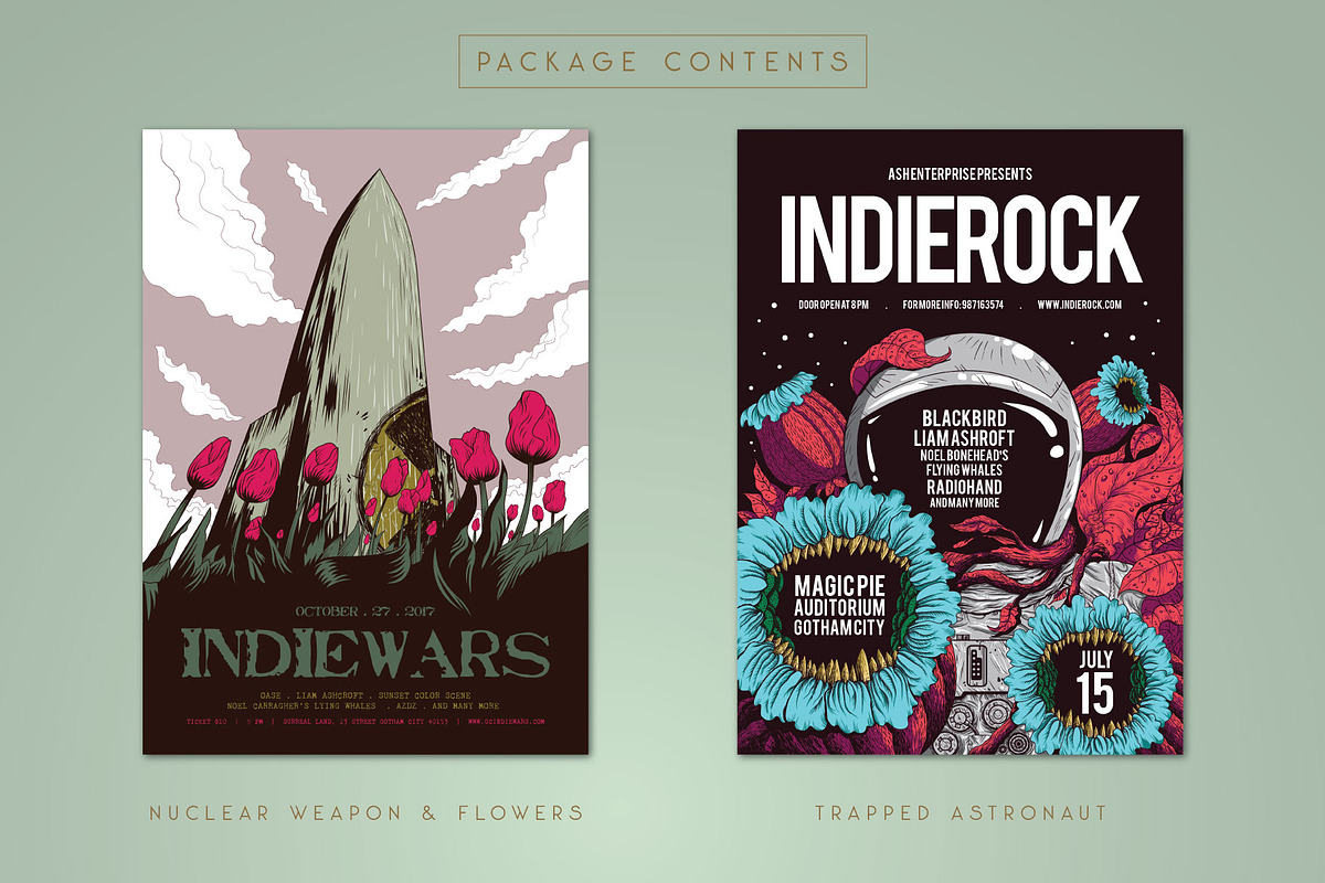 13 Hand Drawn Indie Music Flyers, a Flyer Template by ashenterprise (Photo 3 of 16)
