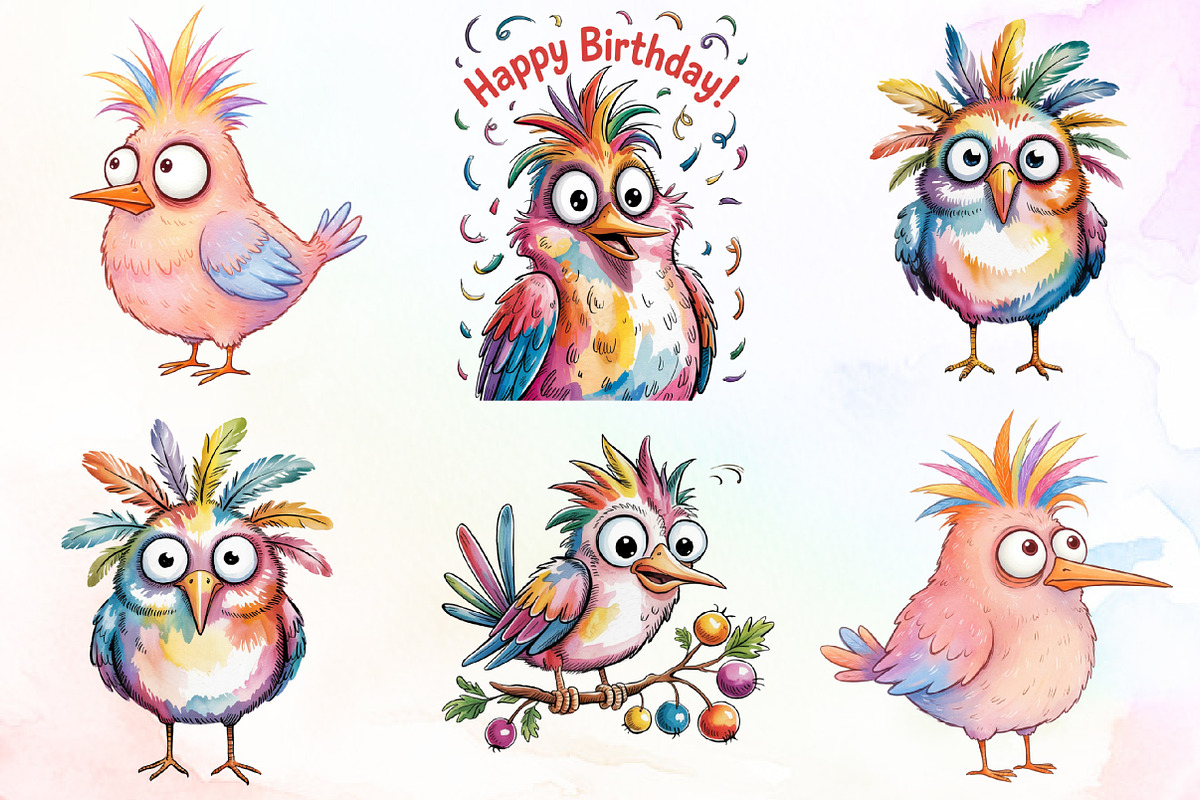 Cute Whimsical Bird Clipart, an Illustration by Sublimation Artist (Photo 1 of 9)