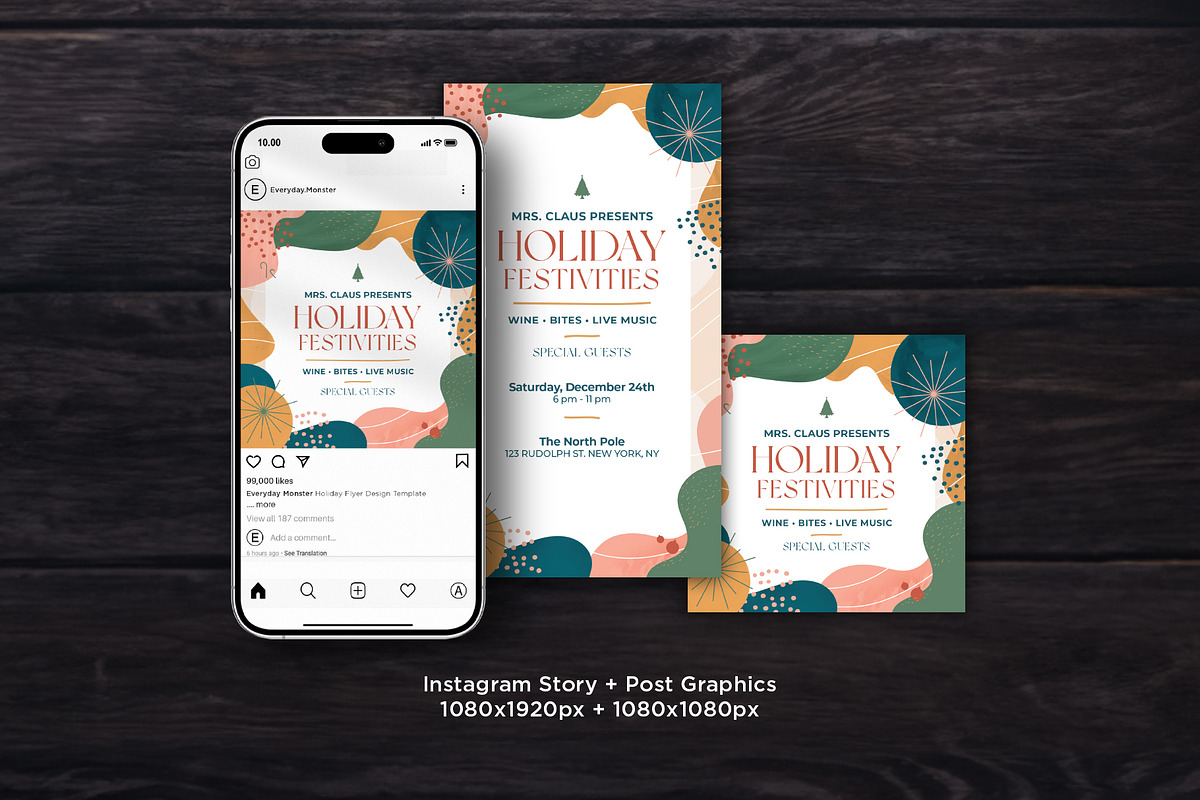 Holiday Flyer+Social - PSD AI INDD, a Flyer Template by Everyday Monster Creative (Photo 3 of 4)