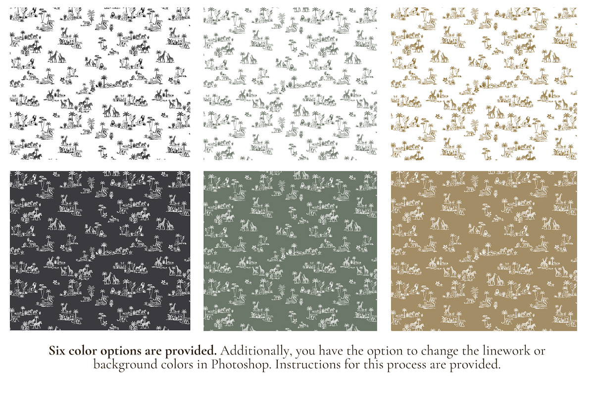 Refined Safari Toile de Jouy Pattern, a Wallpaper Graphic by Hughes Studio (Photo 2 of 8)