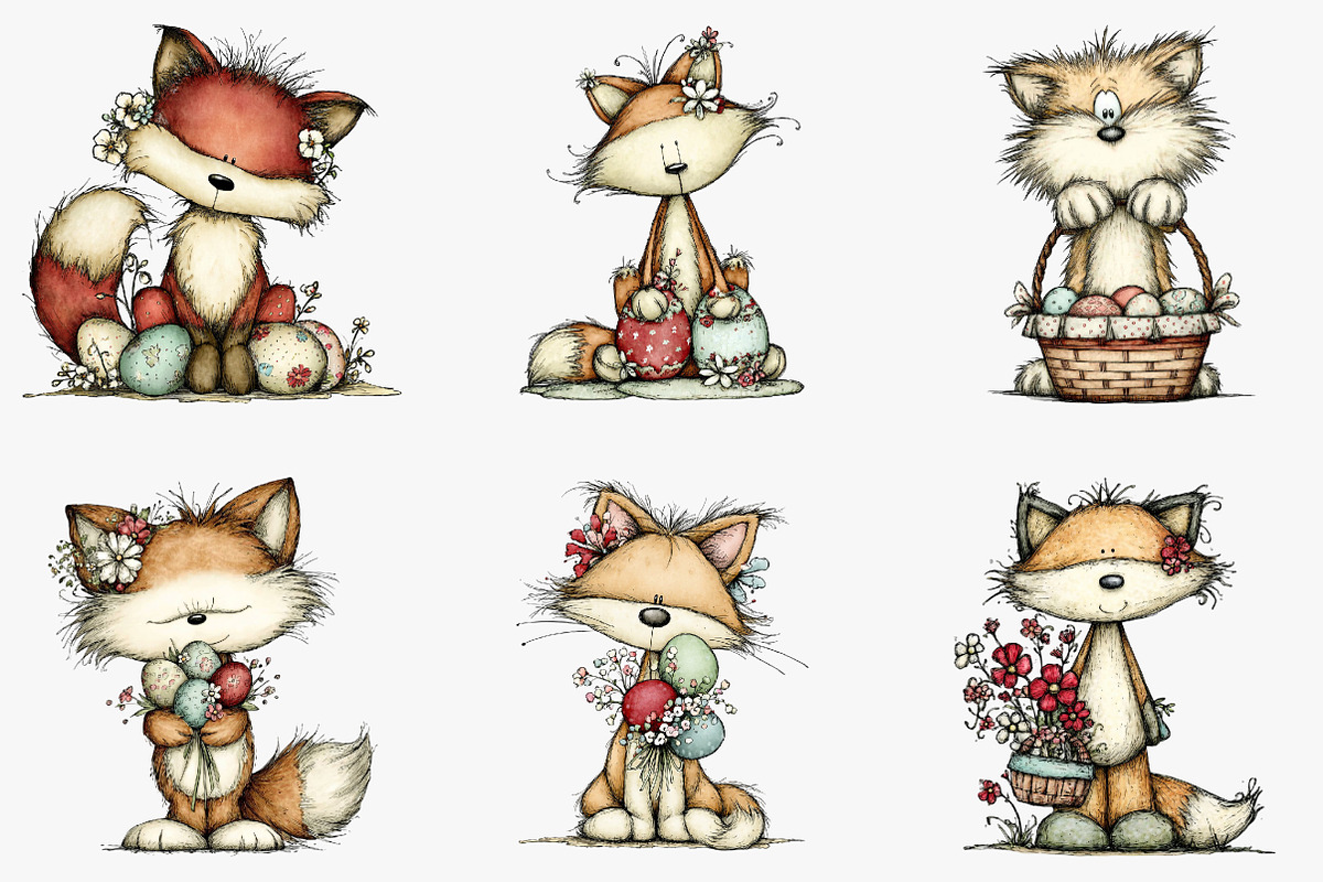 Whimsical Easter fox clipart, an Illustration by CreationArt (Photo 7 of 7)
