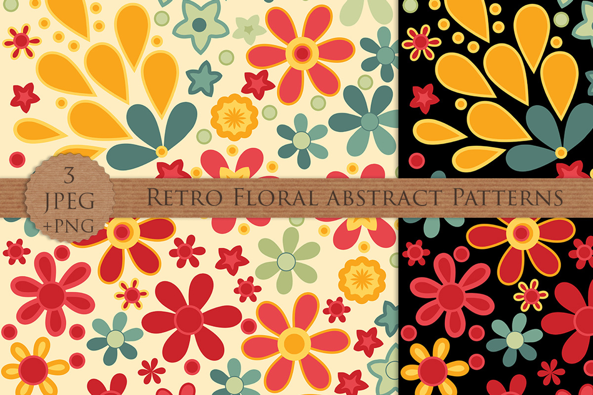 RETRO FLORAL abstract pattern set, a Pattern Graphic by Futurel (Photo 2 of 6)