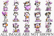 Watercolor Valentine Cat And Dog, an Illustration by Canvas Craft (Thumbnail 3 of 6)