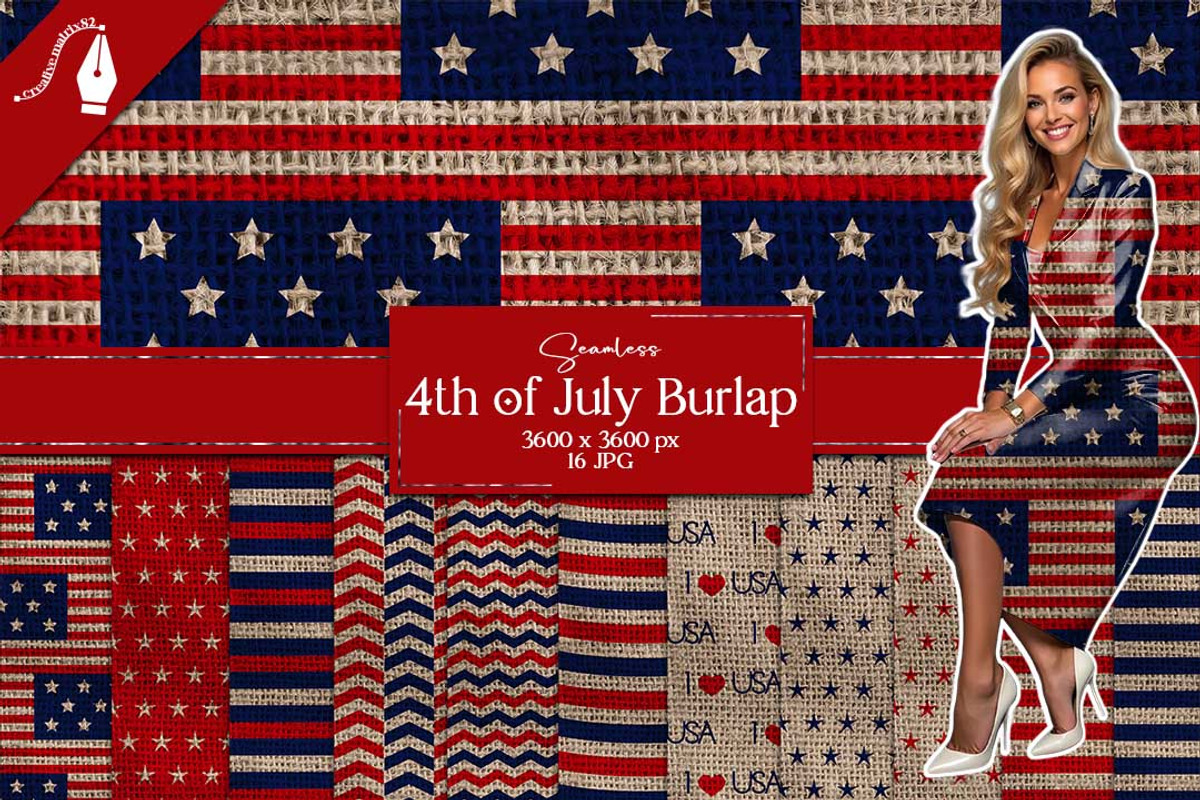 4th of July Burlap Seamless Textures, a Texture Graphic by Creative Matrix82 (Photo 1 of 5)