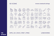 50 Thanksgiving Day Icons, an Outline Icon by vo.stock (Thumbnail 2 of 6)