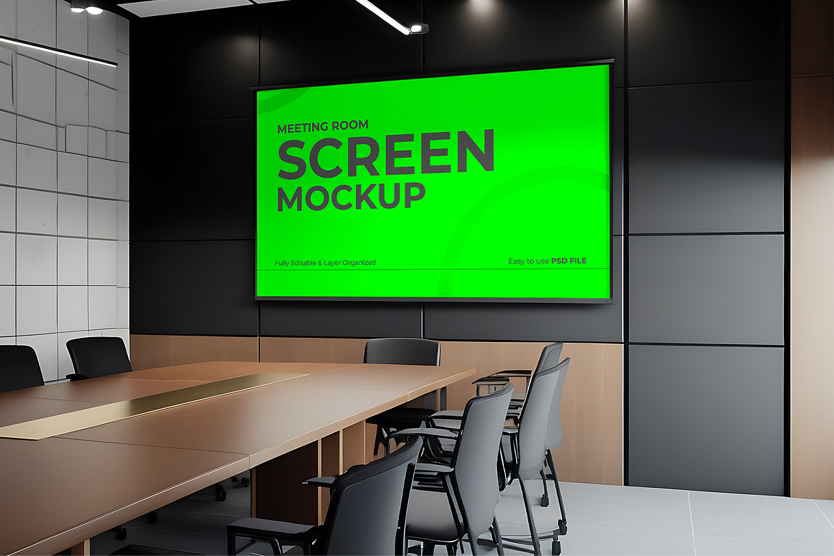 Meeting Room Screen Mockup Template, a Product Mockup by graphypix (Photo 1 of 4)