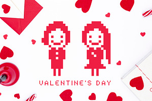 Pixel Font and Valentines Day Pack, a Sans Serif Font by Nadezda
